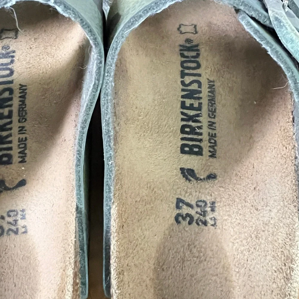 Birkenstock Desert Soil Camo Sz 37 Sandals Double Buckle Green Camophlage Narrow